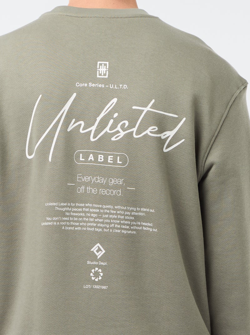 Sweat en molleton léger imprimé recto/verso Kaki - Kiabi