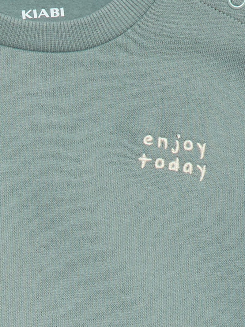 Sweat en molleton uni Vert - Kiabi