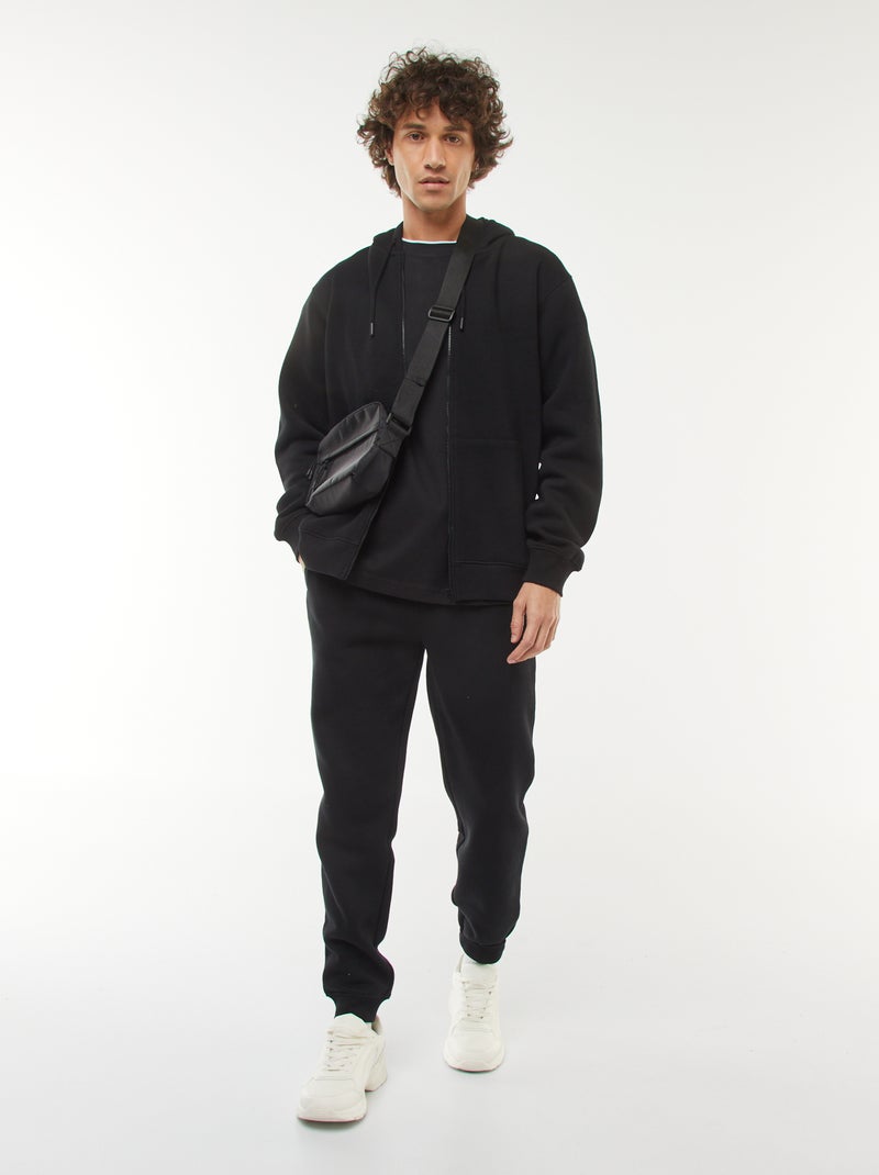 Sweat en molleton zippé à capuche Noir - Kiabi