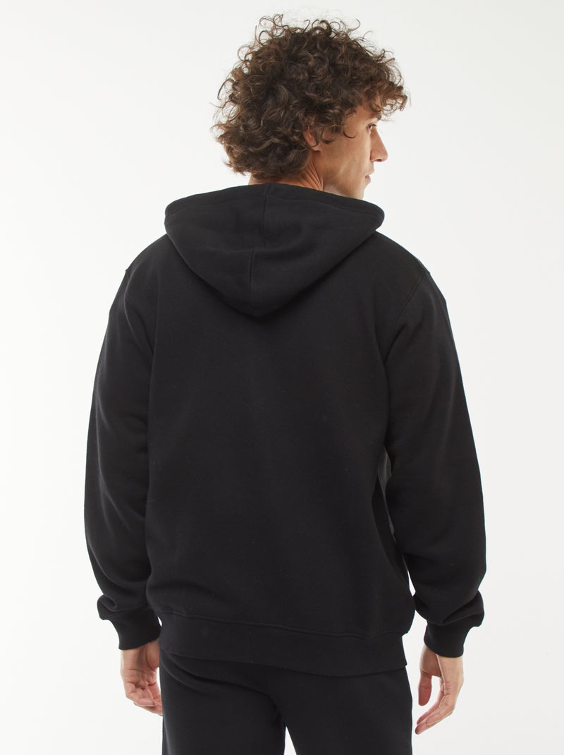 Sweat en molleton zippé à capuche Noir - Kiabi