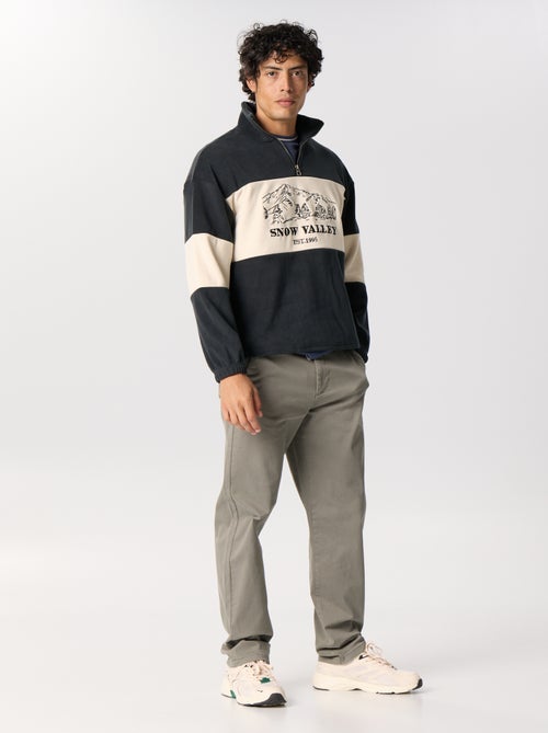 Sweat en polaire avec bandes contrastées - Kiabi