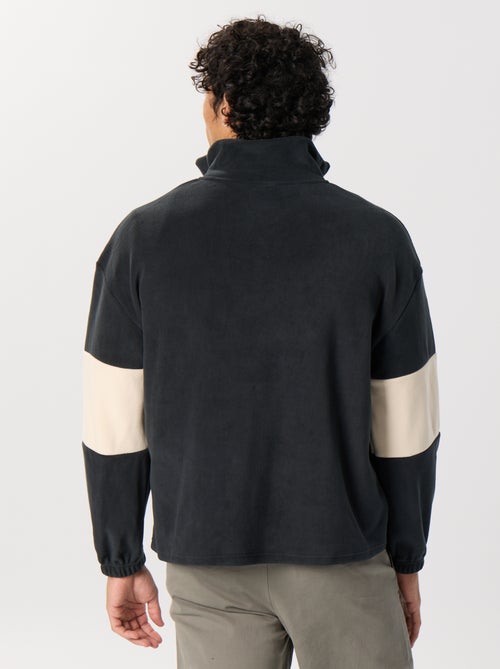 Sweat en polaire avec bandes contrastées - Kiabi