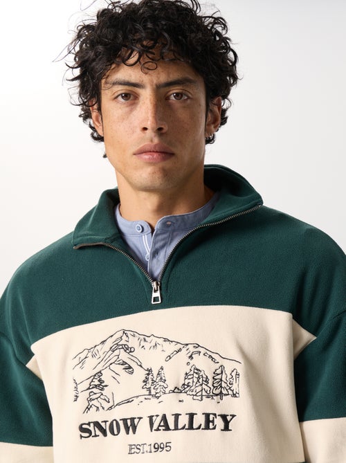 Sweat en polaire avec bandes contrastées - Kiabi
