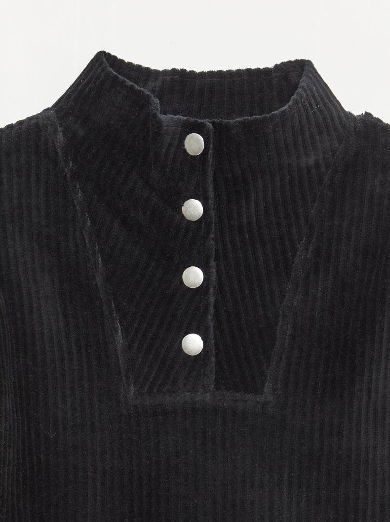 Sweat en velours côtelé avec col camionneur Noir - Kiabi
