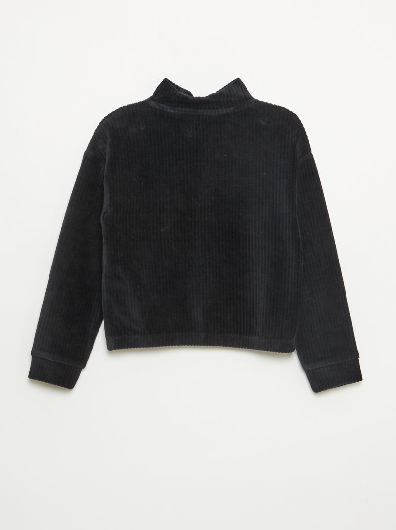 Sweat en velours côtelé avec col camionneur Noir - Kiabi