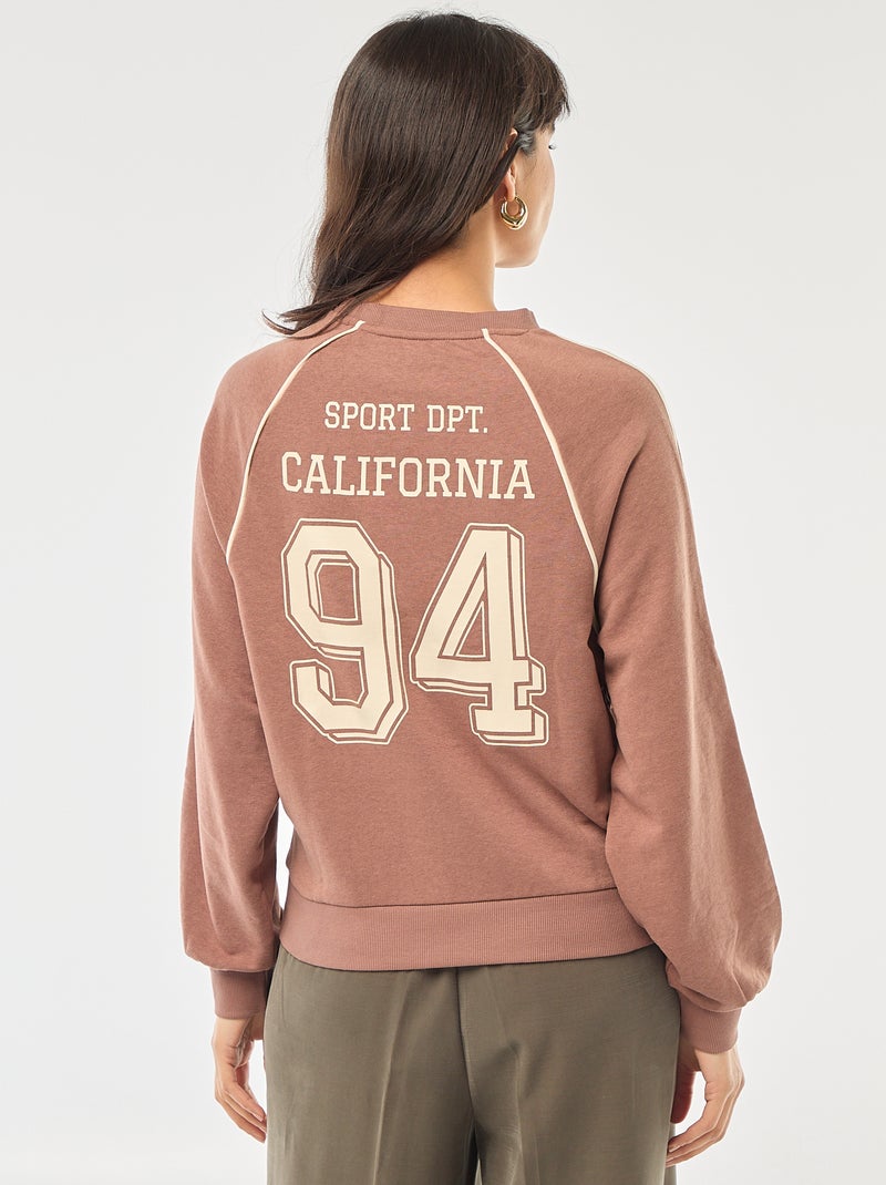 Sweat french terry avec bandes contrastées Marron - Kiabi