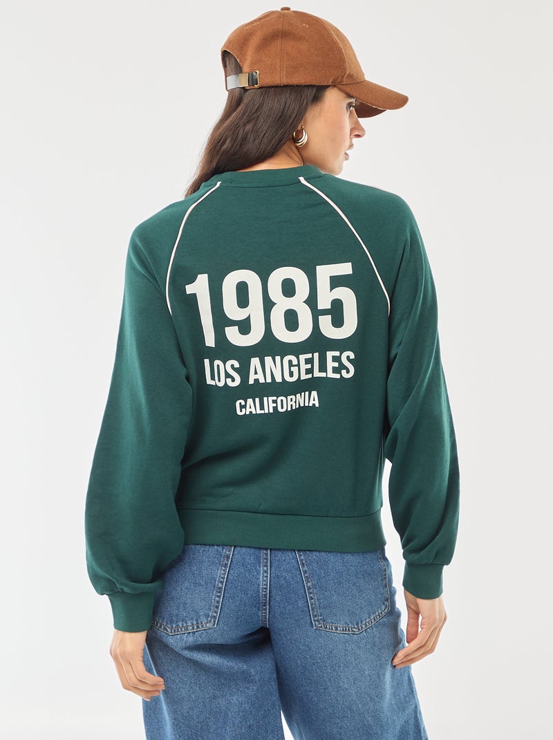 Sweat french terry avec bandes contrastées Vert - Kiabi