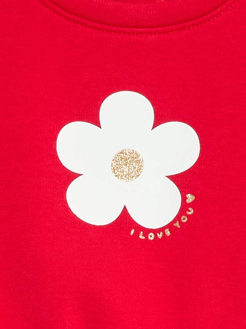 Sweat imprimé col rond Rouge - Kiabi