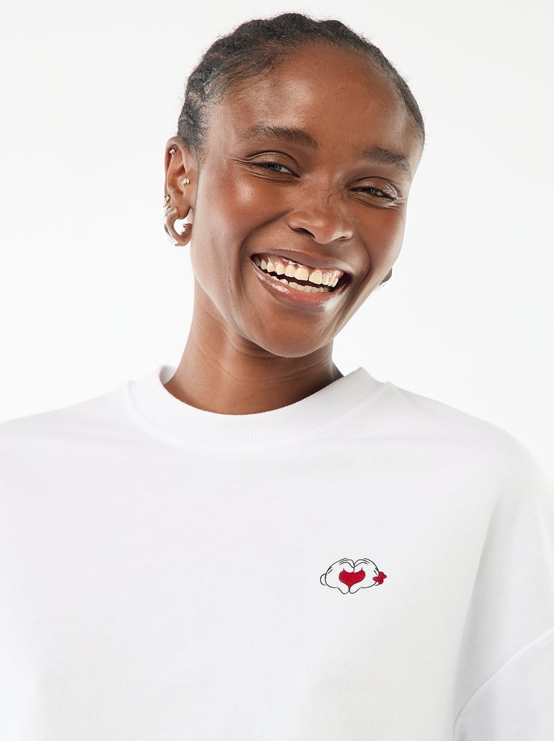 Sweat imprimé 'Disney' 'Mickey et minnie' en coton uni Blanc - Kiabi