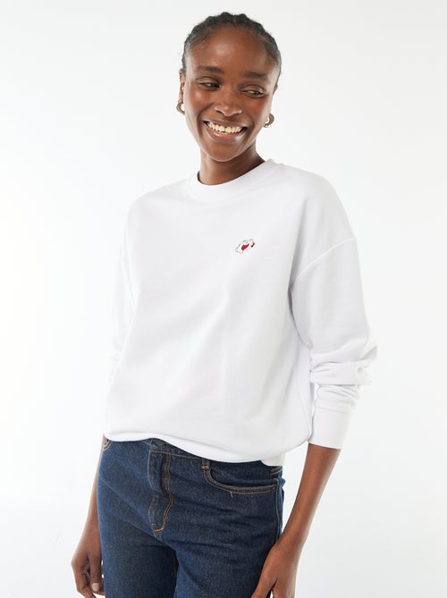 Sweat imprimé 'Disney' 'Mickey et minnie' en coton uni - Kiabi