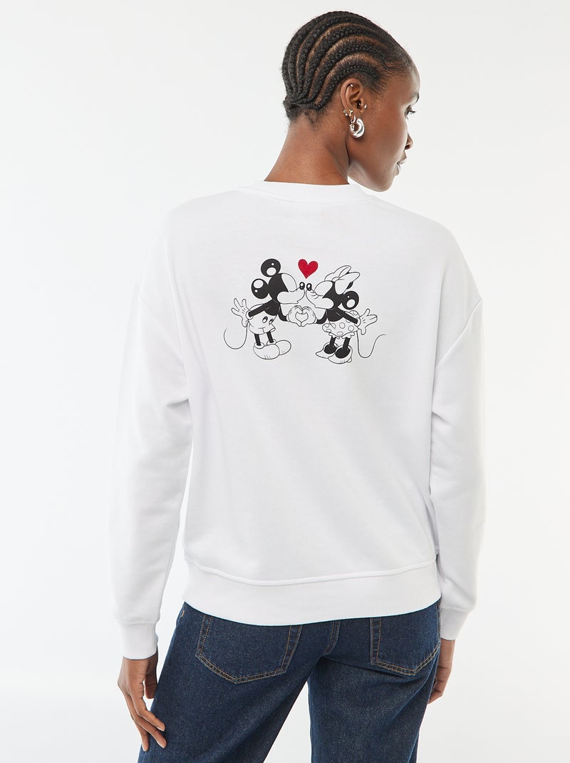 Sweat imprimé 'Disney' 'Mickey et minnie' en coton uni Blanc - Kiabi