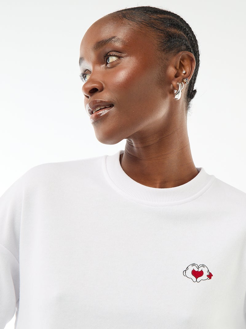 Sweat imprimé 'Disney' 'Mickey et minnie' en coton uni Blanc - Kiabi