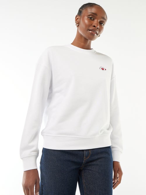 Sweat imprimé 'Disney' 'Mickey et minnie' en coton uni - Kiabi