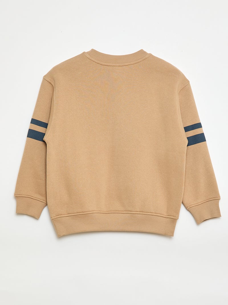 Sweat imprimé en molleton gratté Beige - Kiabi