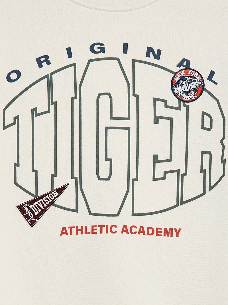 Sweat imprimé en molleton gratté Blanc - Kiabi