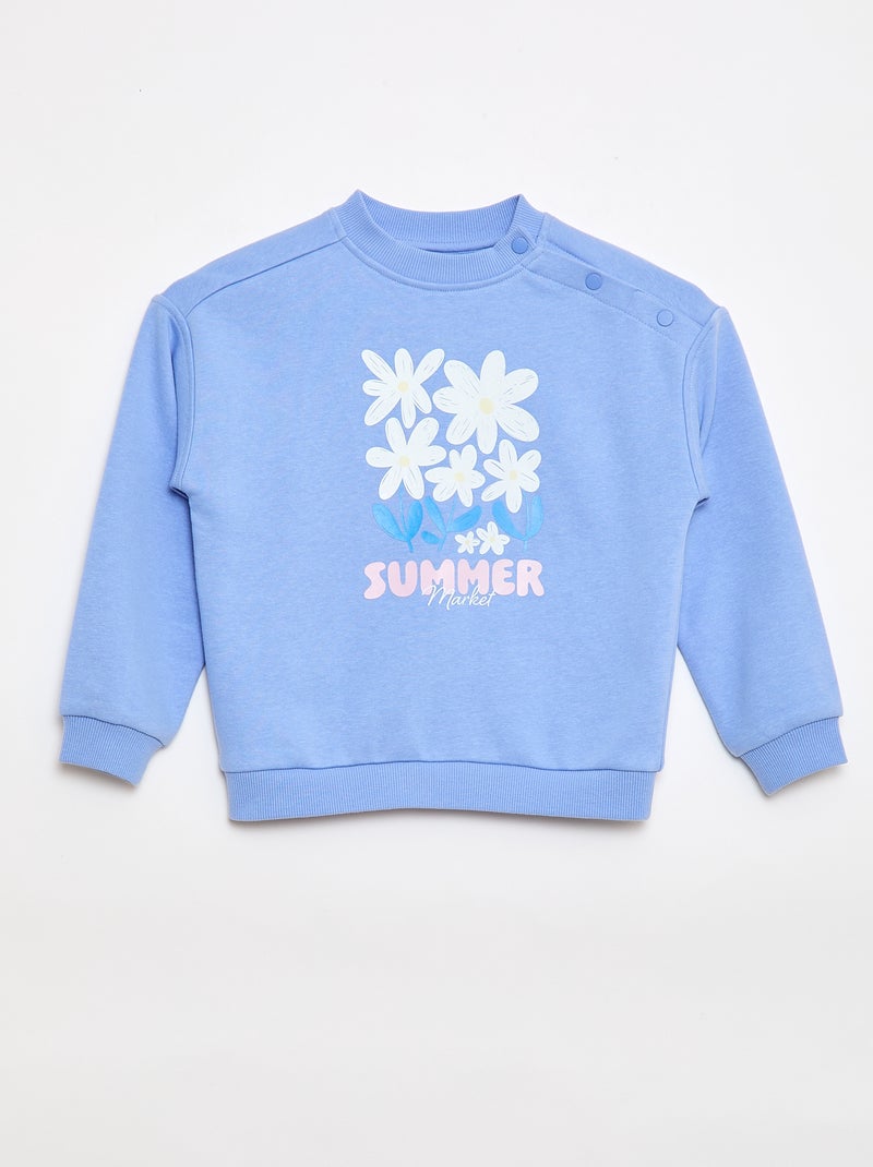 Sweat imprimé en molleton léger - Collection facile à enfiler Bleu - Kiabi