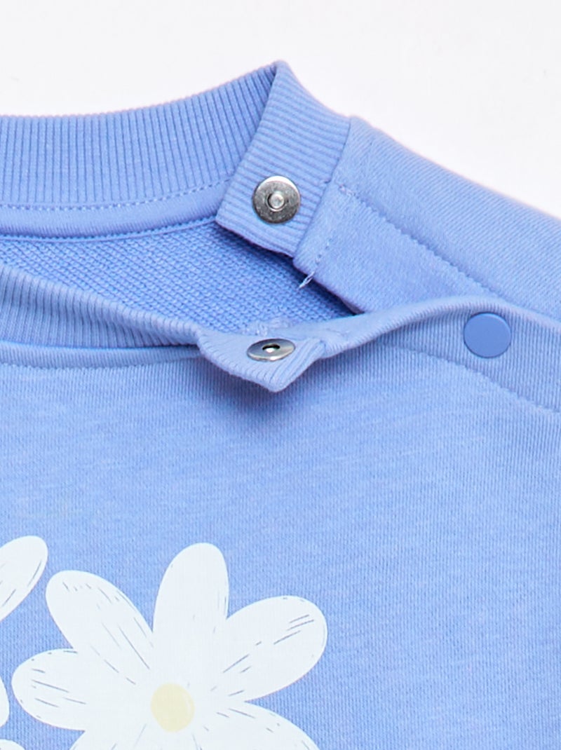 Sweat imprimé en molleton léger - Collection facile à enfiler Bleu - Kiabi