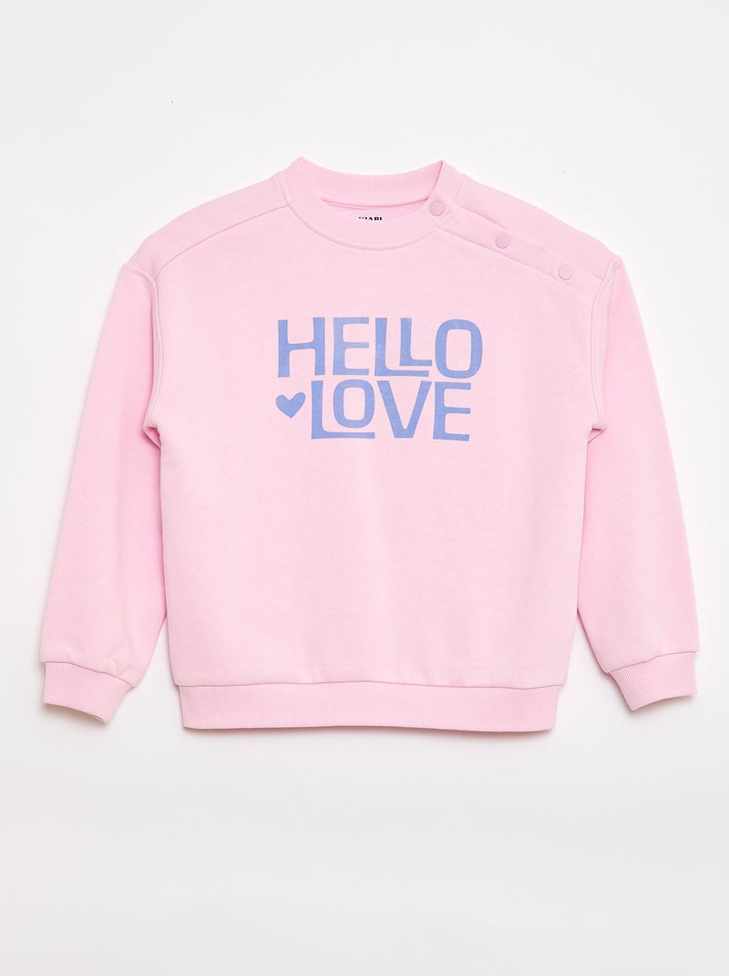 Sweat imprimé en molleton léger - Collection facile à enfiler Rose - Kiabi