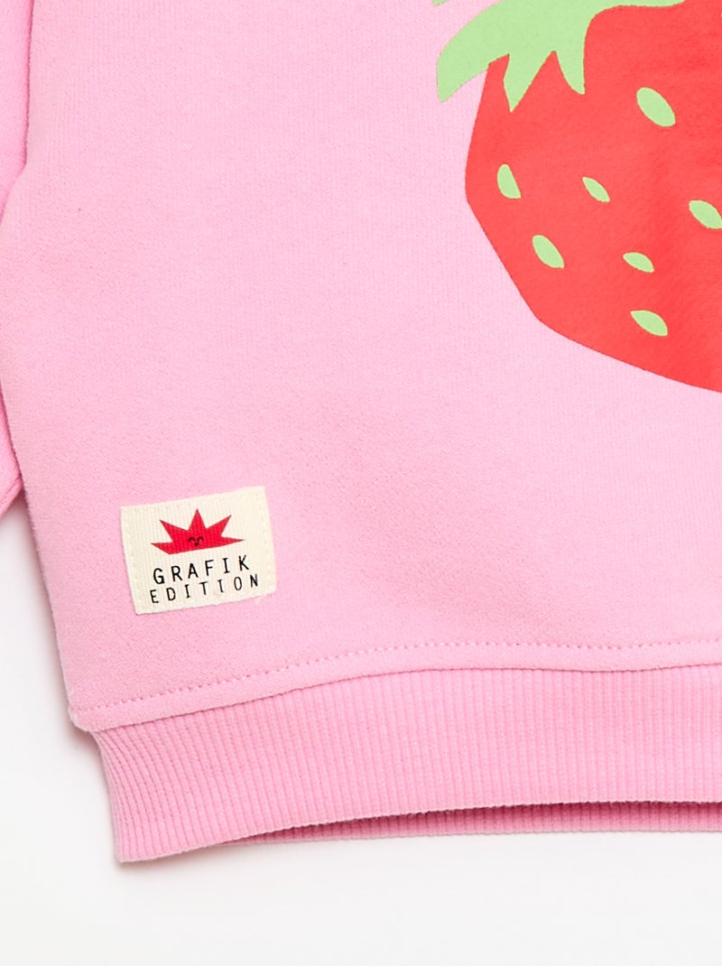 Sweat imprimé fantaisie Rose - Kiabi