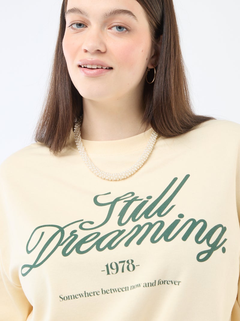 Sweat léger en French Terry avec inscription Blanc - Kiabi