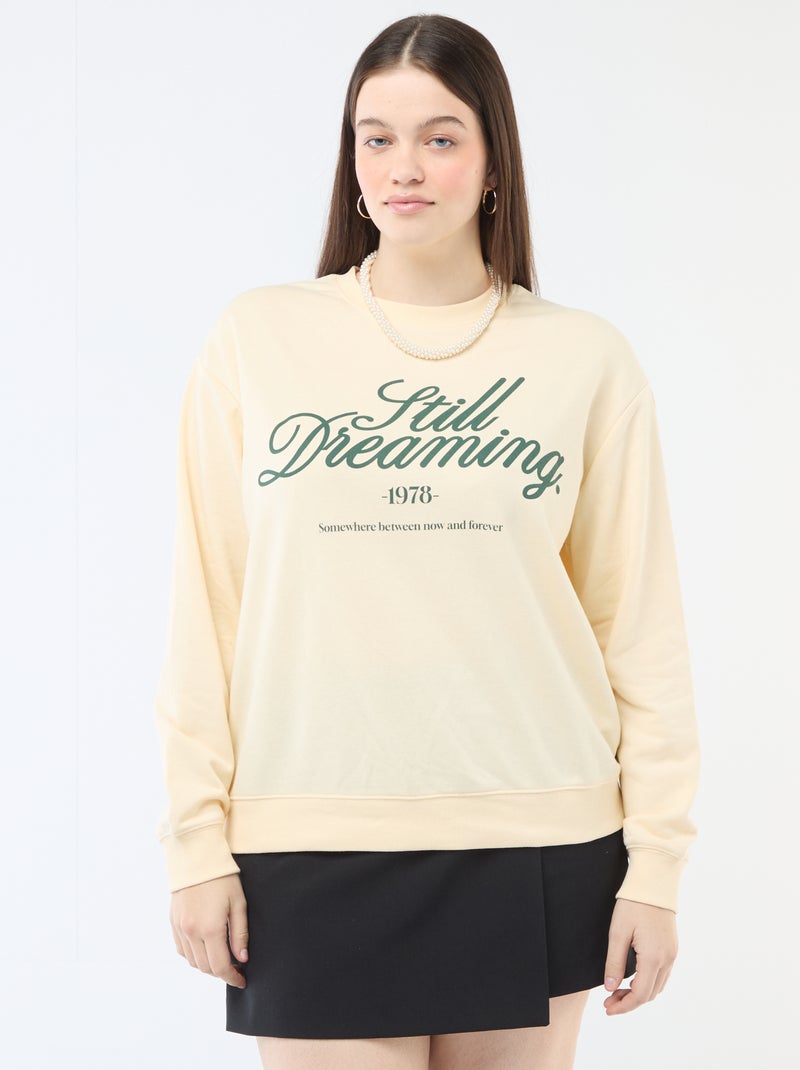 Sweat léger en French Terry avec inscription Blanc - Kiabi