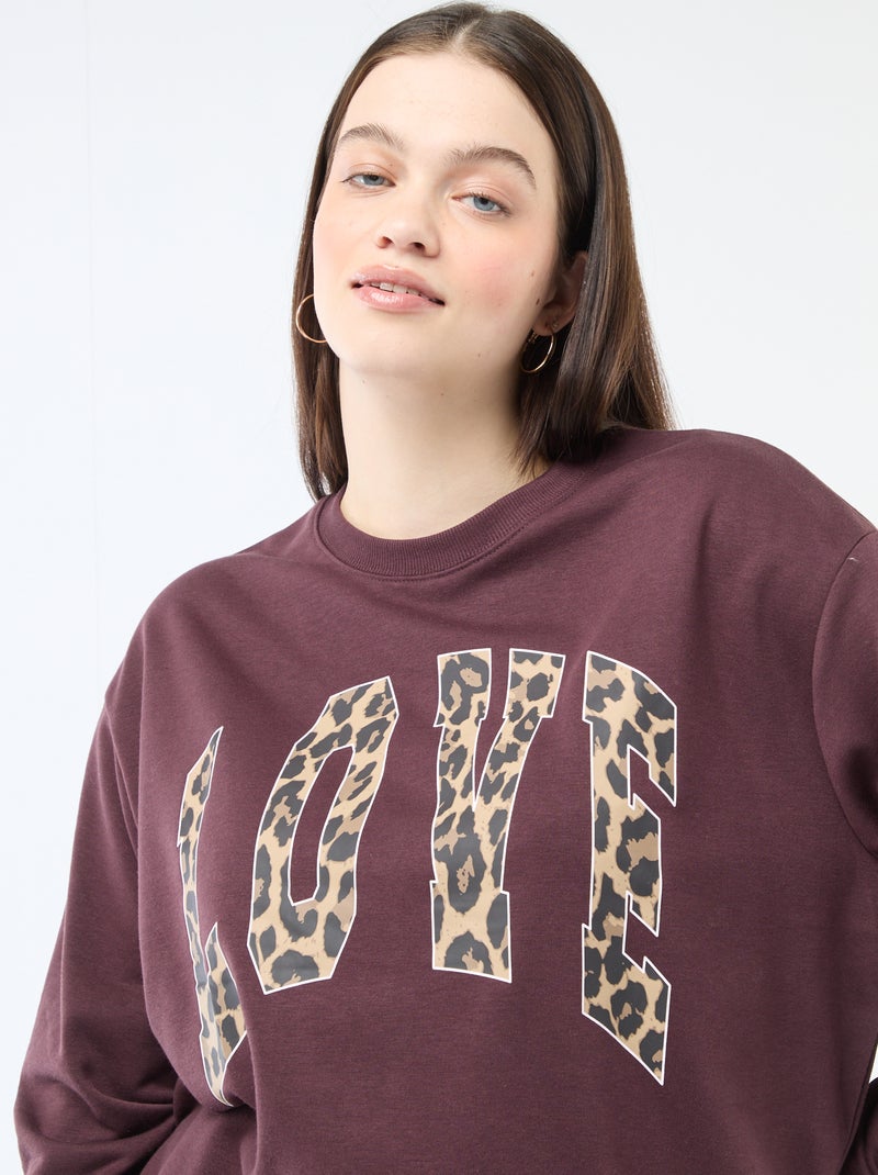 Sweat léger en French Terry avec inscription Marron - Kiabi