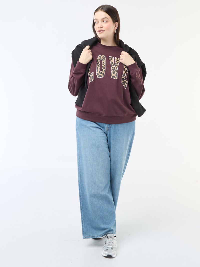 Sweat léger en French Terry avec inscription Marron - Kiabi