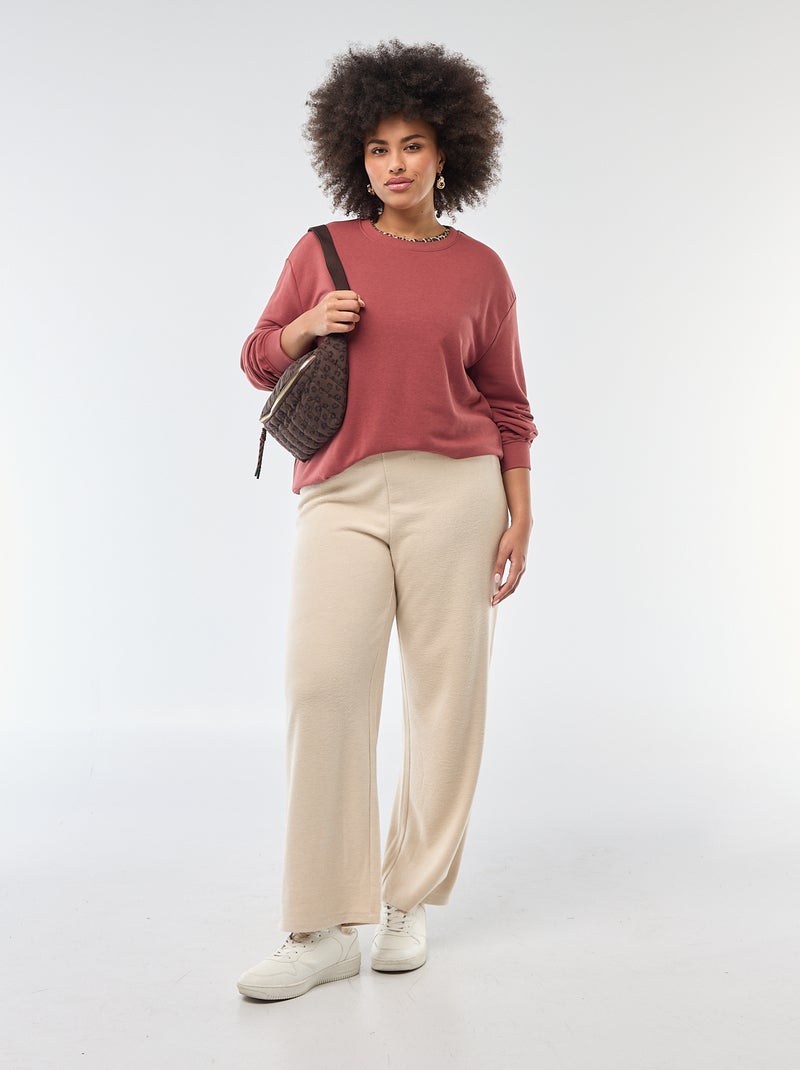 Sweat léger uni à col rond Rouge - Kiabi