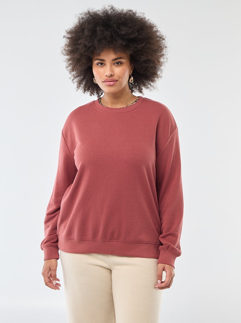 Sweat léger uni à col rond Rouge - Kiabi