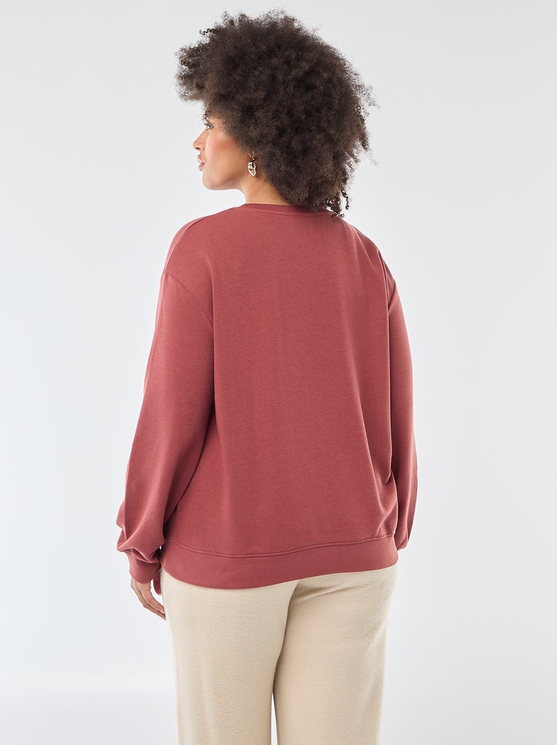 Sweat léger uni à col rond Rouge - Kiabi