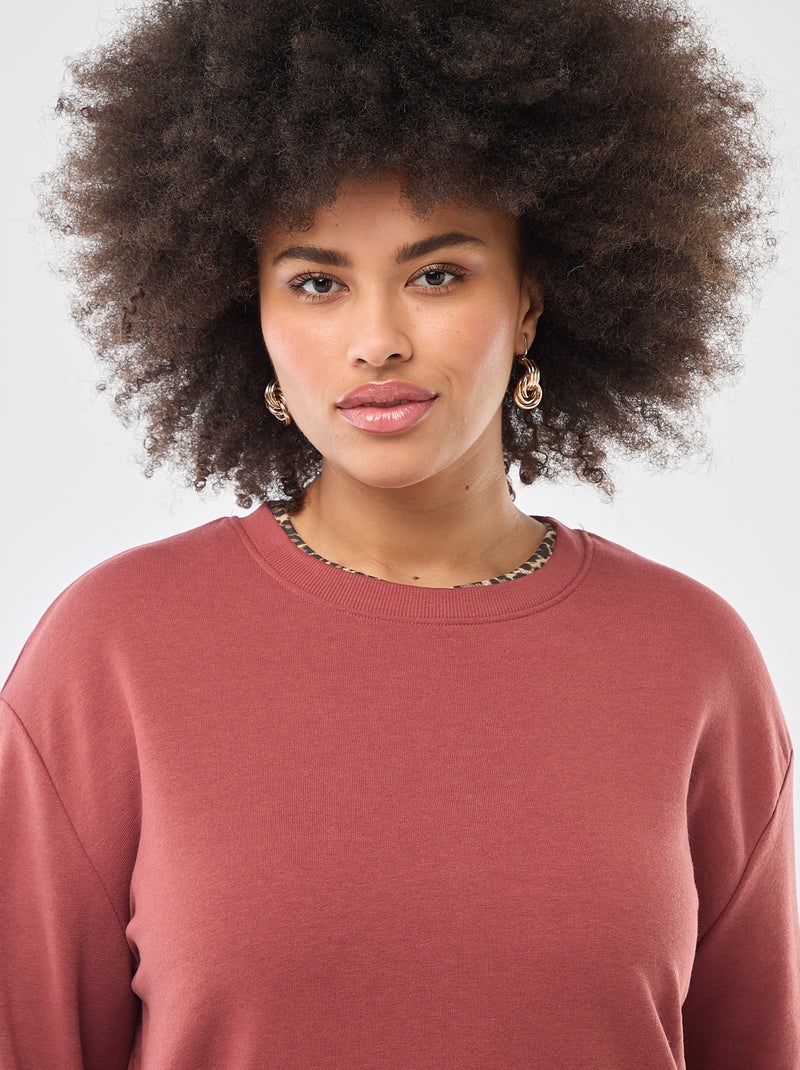 Sweat léger uni à col rond Rouge - Kiabi