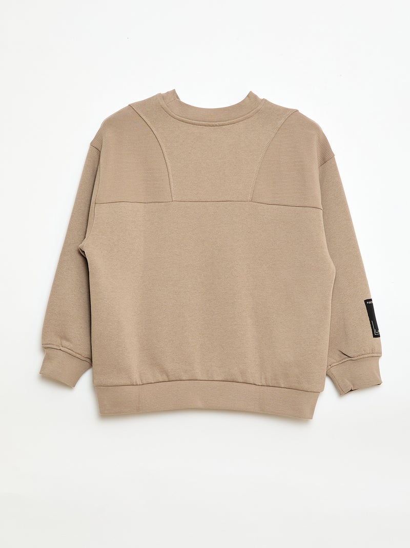 Sweat loose en molleton Beige - Kiabi