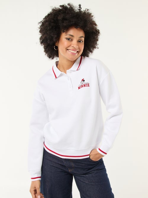 Sweat 'Minnie' 'Disney' avec col polo boutonné - Kiabi