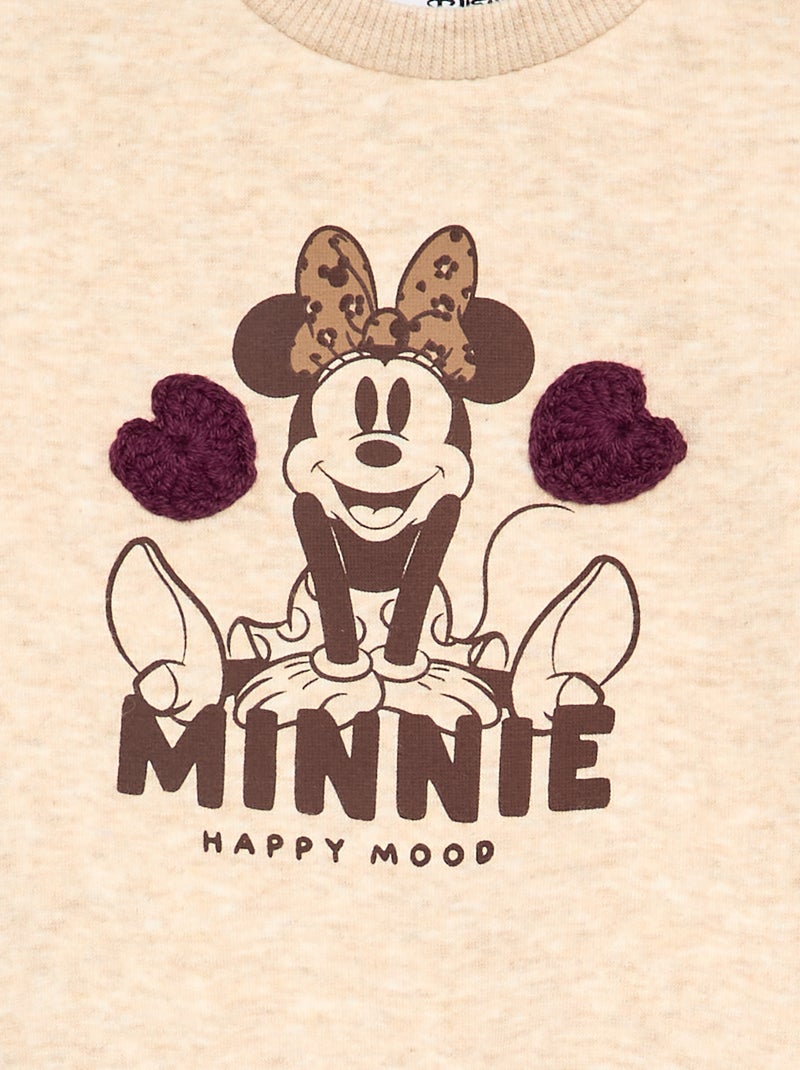 Sweat 'Minnie' 'Disney' avec volants aux épaules Beige - Kiabi