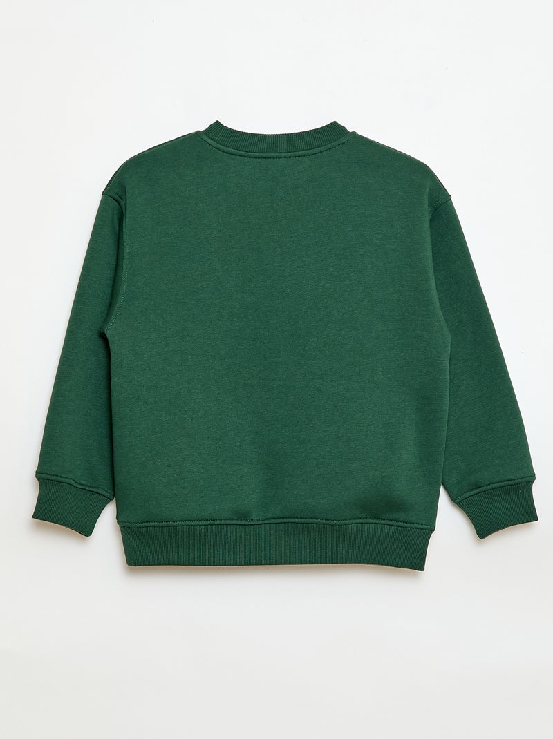 Sweat molleton avec imprimé velours Vert - Kiabi