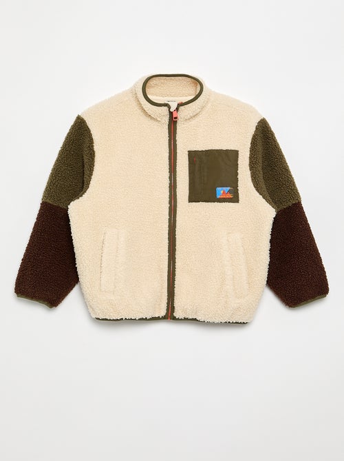 Sweat moutonné zippé à col montant - Kiabi