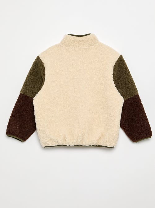 Sweat moutonné zippé à col montant - Kiabi