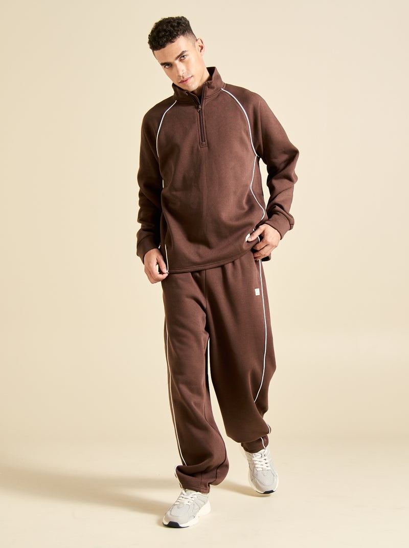 Sweat multi-sport avec col camionneur zippé - (ekstract) Marron - Kiabi
