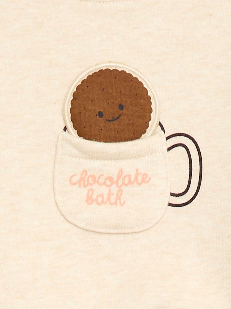 Sweat-shirt manches longues à col rond Beige - Kiabi