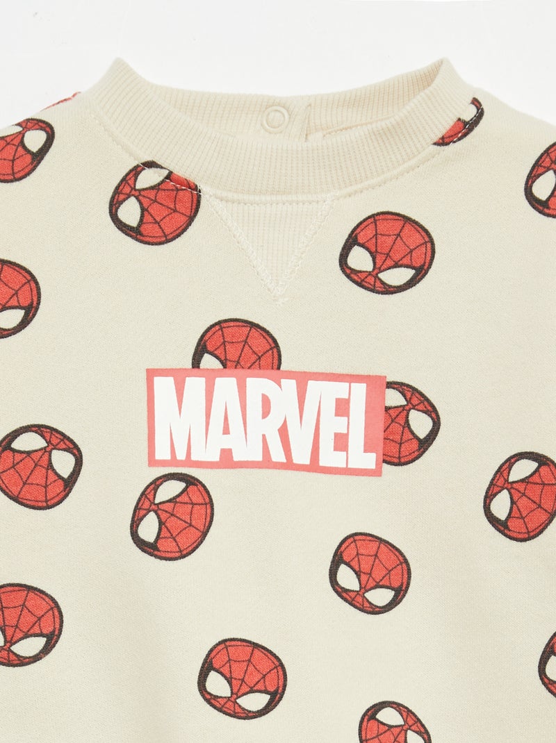 Sweat-shirt 'Marvel' 'Spiderman' en molleton non gratté Beige - Kiabi
