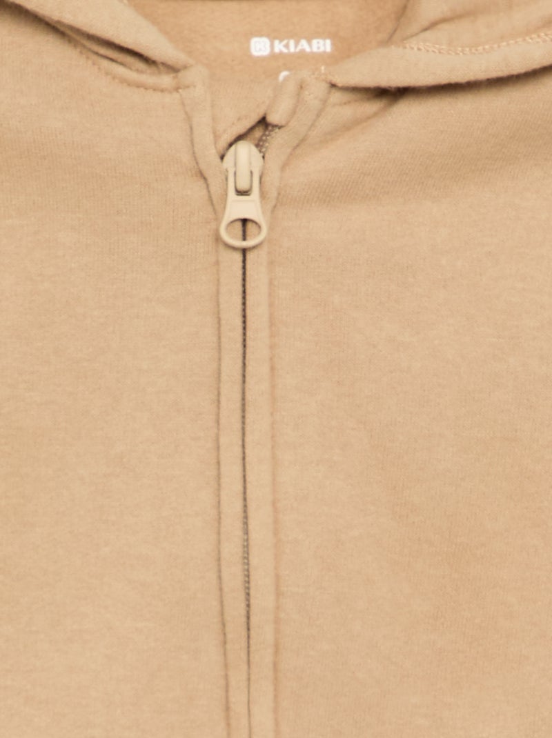 Sweat-shirt zippé à capuche Beige - Kiabi