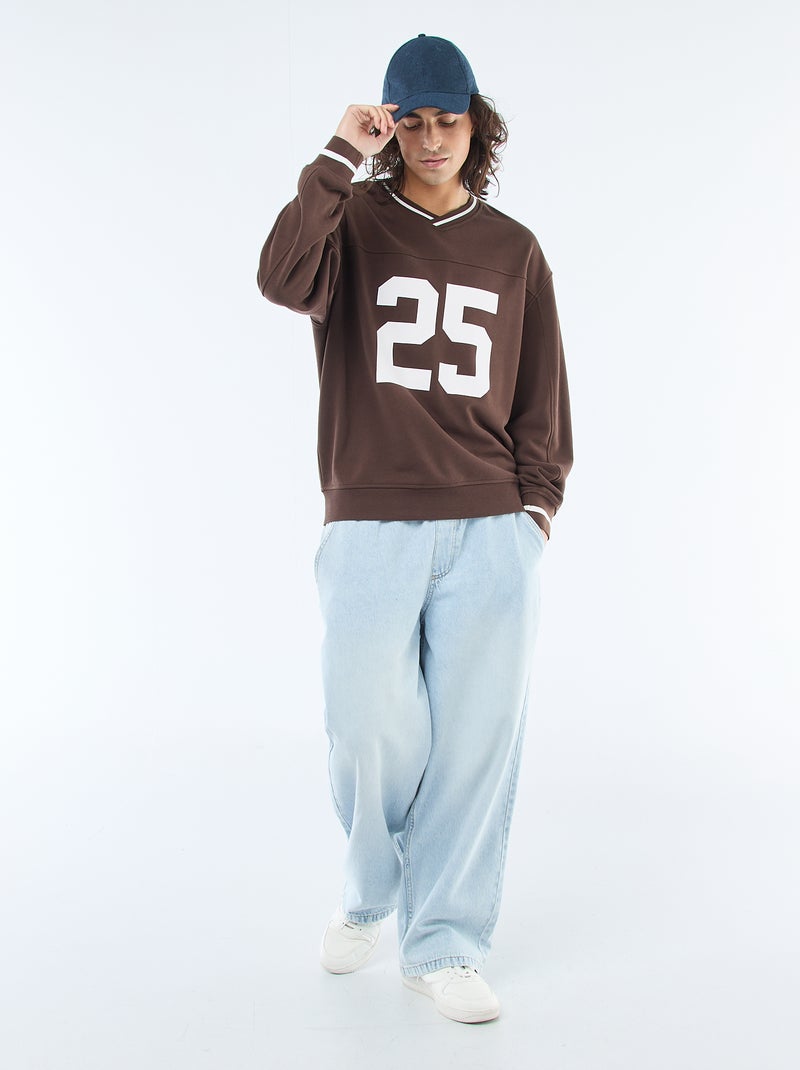 Sweat sportswear en french terry Marron - Kiabi