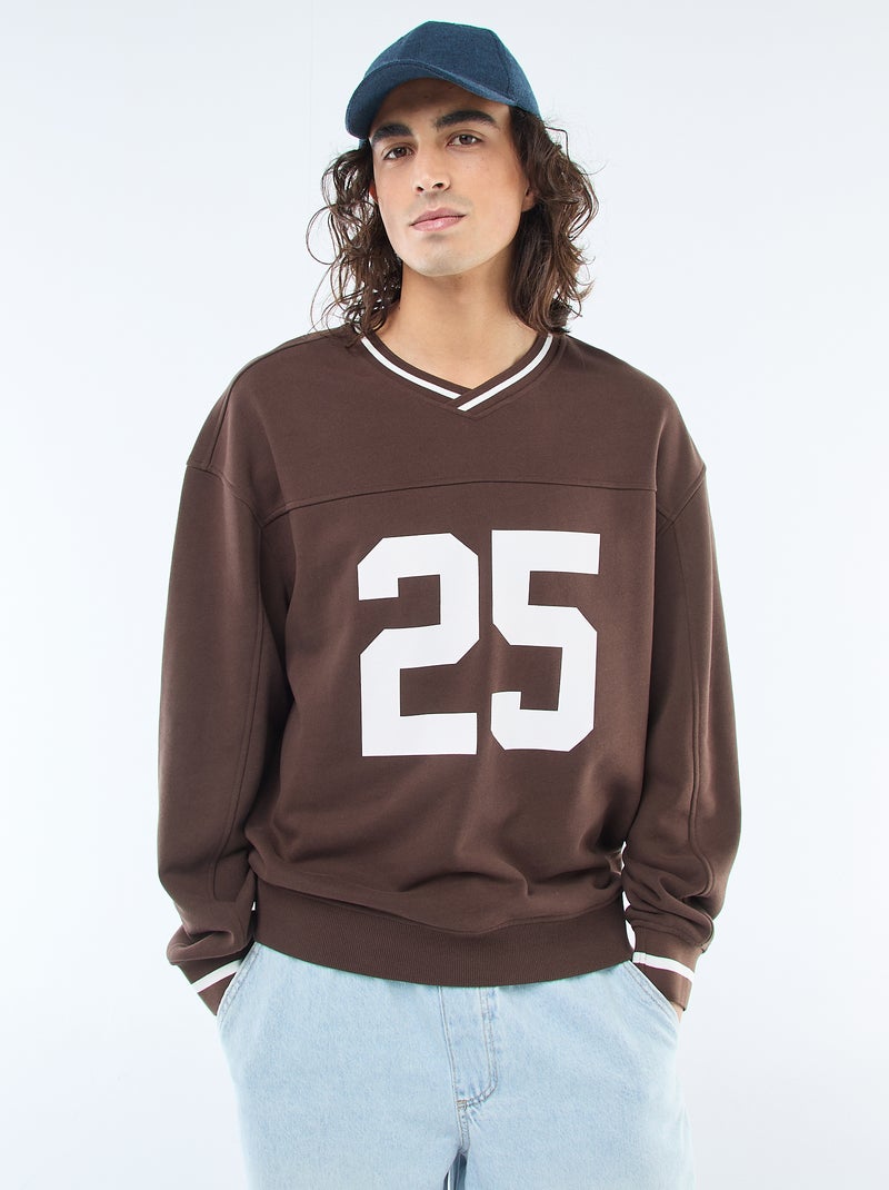 Sweat sportswear en french terry Marron - Kiabi