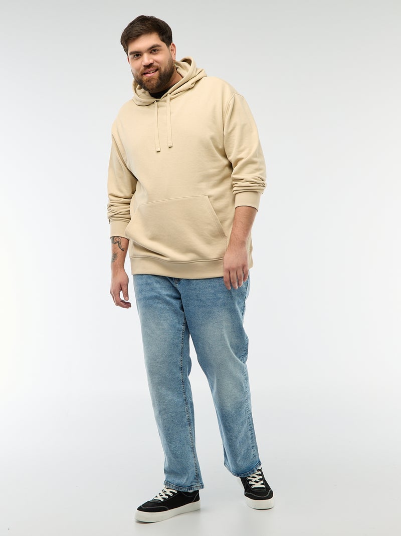 Sweat uni à capuche en french terry Beige - Kiabi