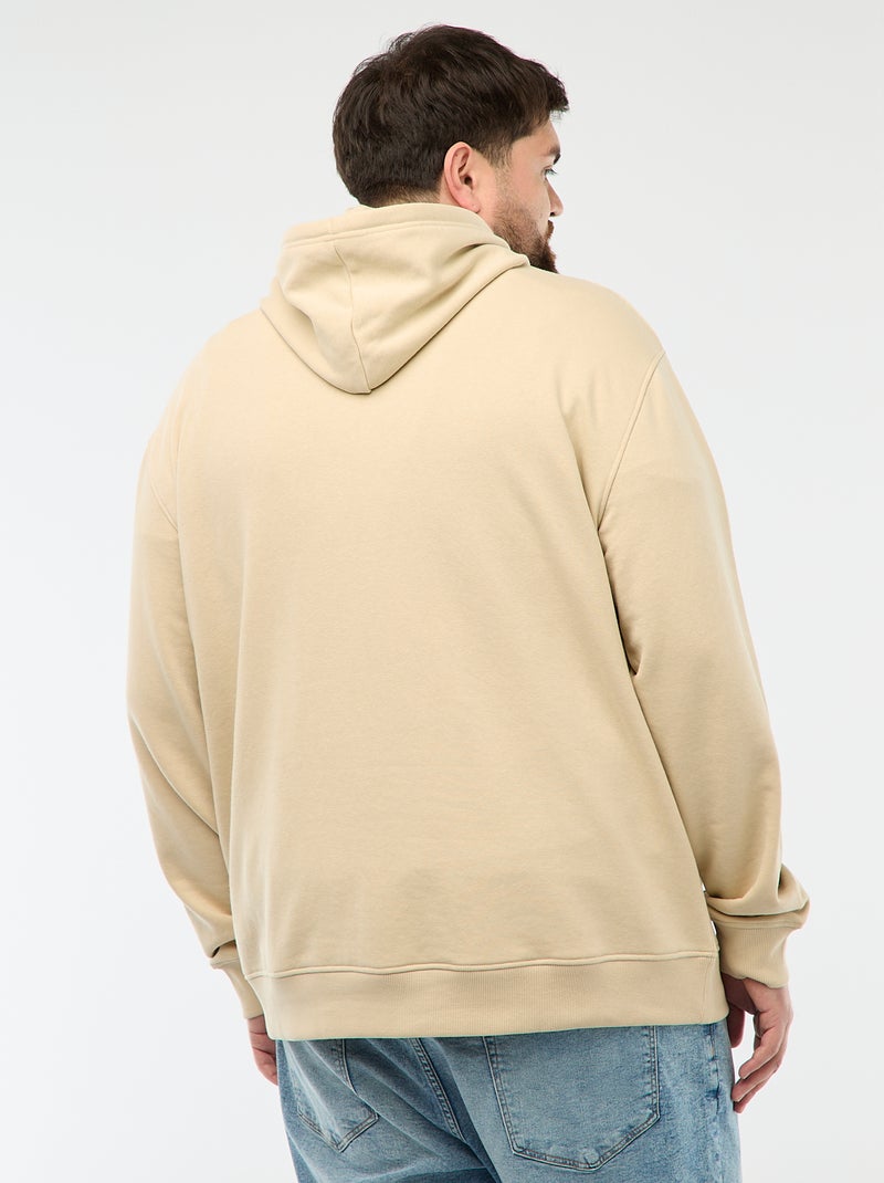 Sweat uni à capuche en french terry Beige - Kiabi