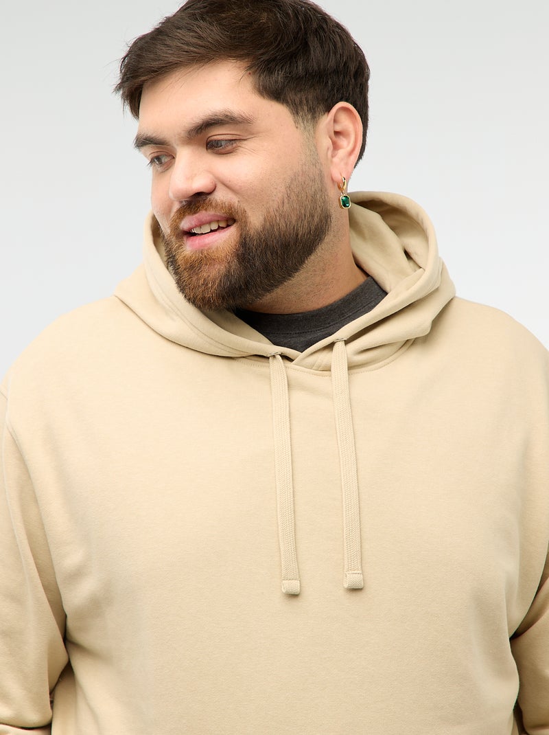 Sweat uni à capuche en french terry Beige - Kiabi