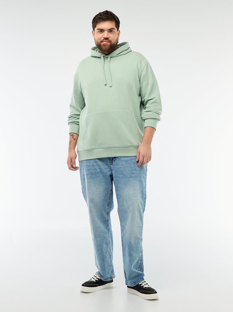 Sweat uni à capuche en french terry Vert - Kiabi