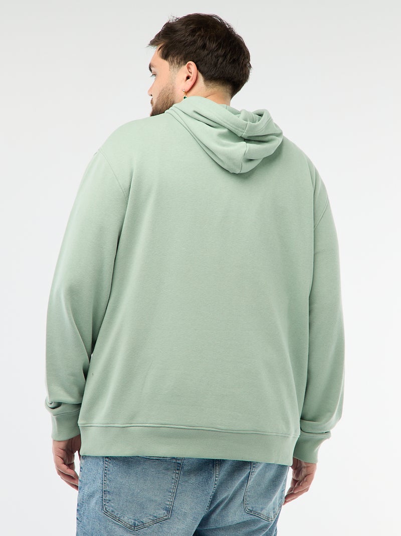Sweat uni à capuche en french terry Vert - Kiabi