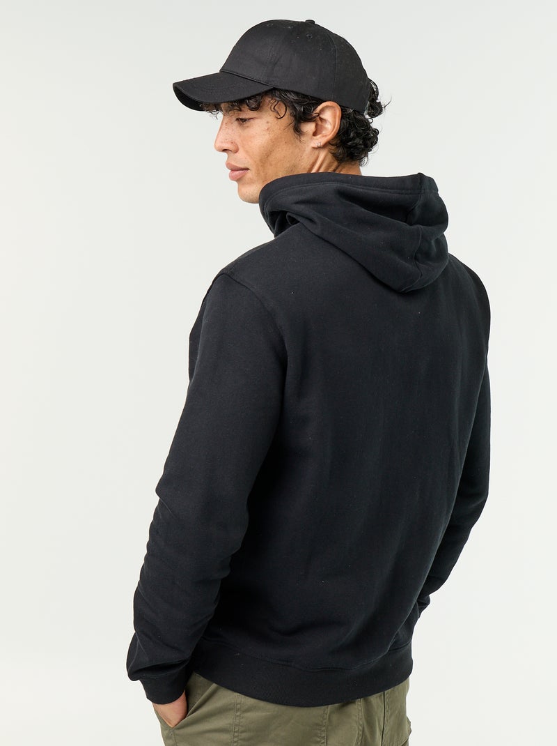 Sweat uni à capuche Noir - Kiabi