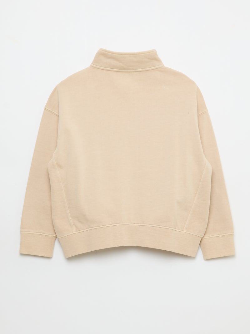 Sweat uni à col camionneur Beige - Kiabi